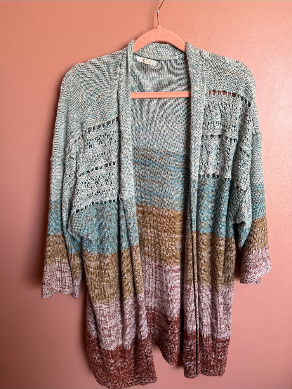 Maurices Open-Front Striped Cardigan in Aqua, Tan, Rose, Rust